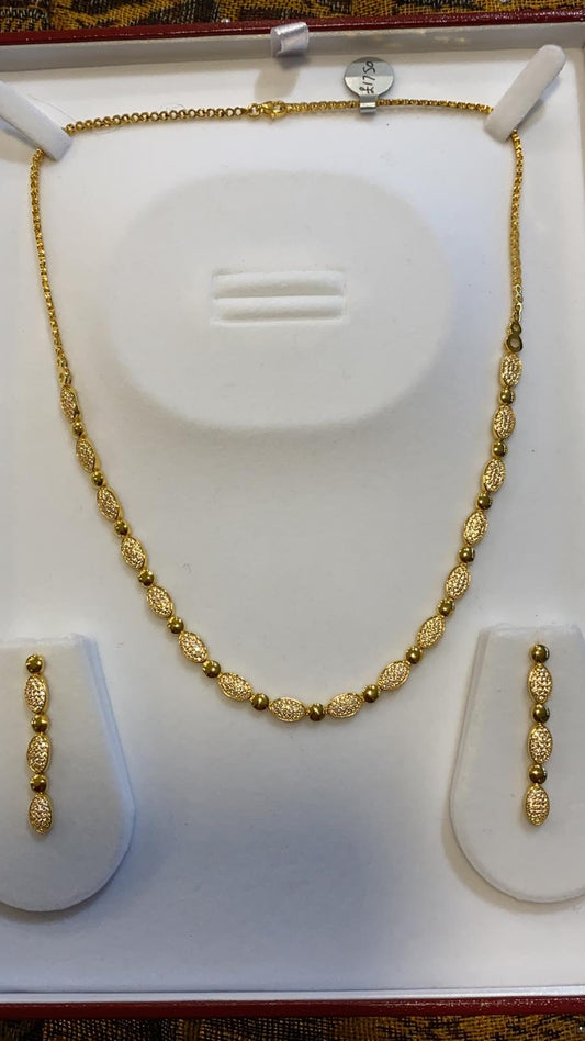 22ct Gold Turkish Designer Necklace set with American Diamonds