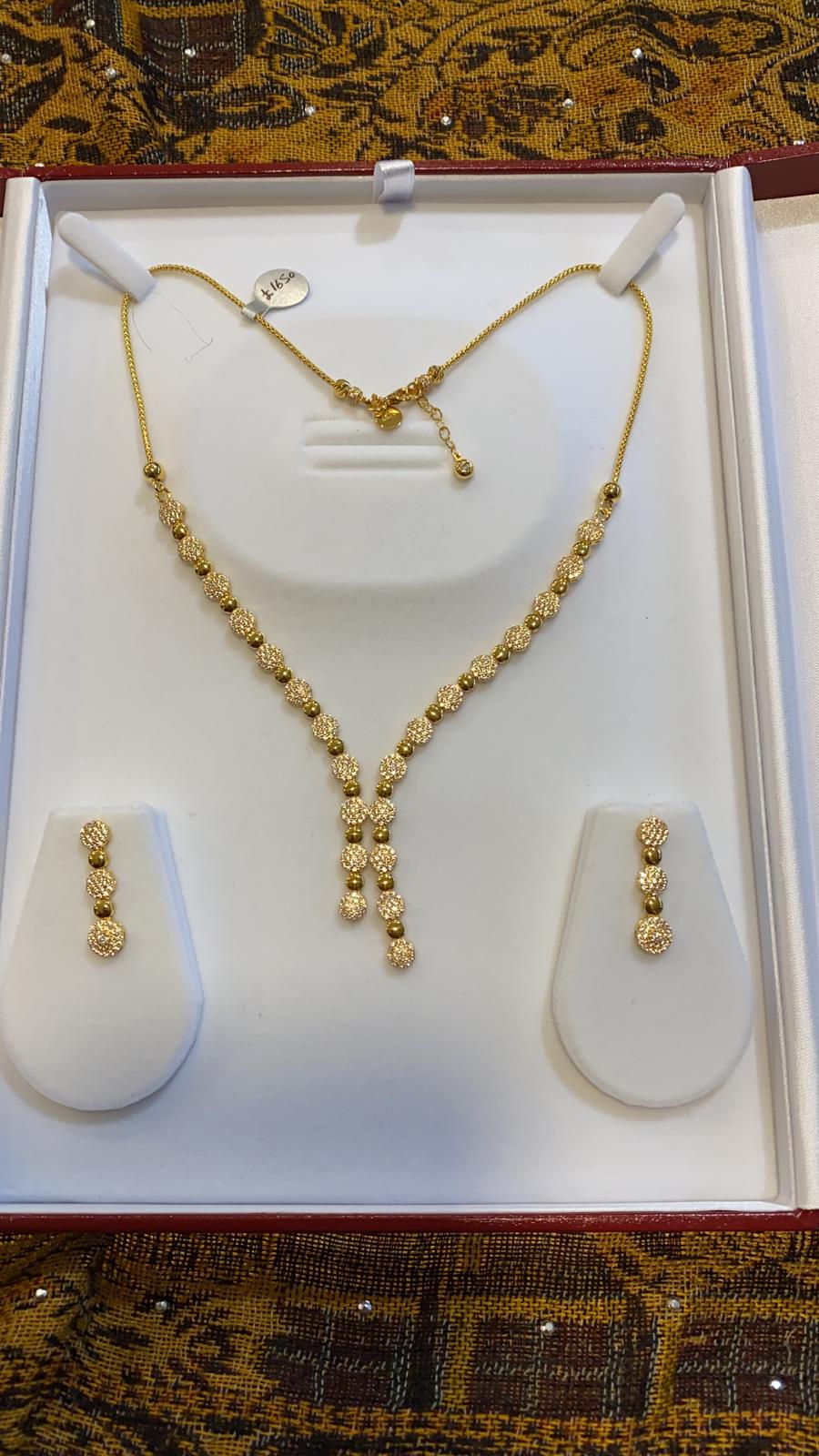 22ct Gold Turkish Designer Necklace set with American Diamonds