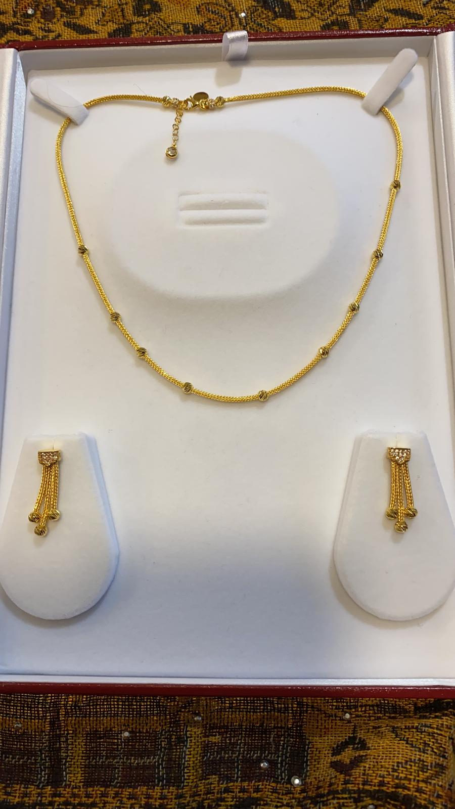 22ct Gold Turkish Designer Necklace set with American Diamonds