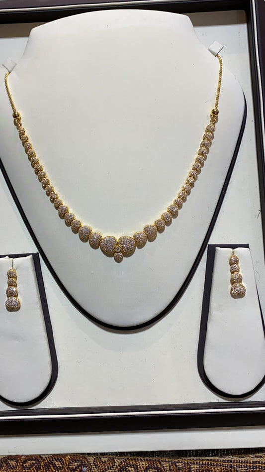 22ct Gold Turkish Designer Necklace set with American Diamonds